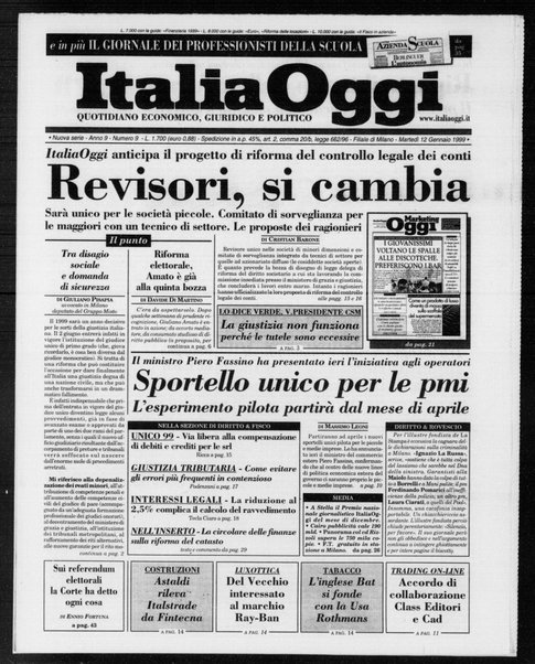 Italia oggi : quotidiano di economia finanza e politica